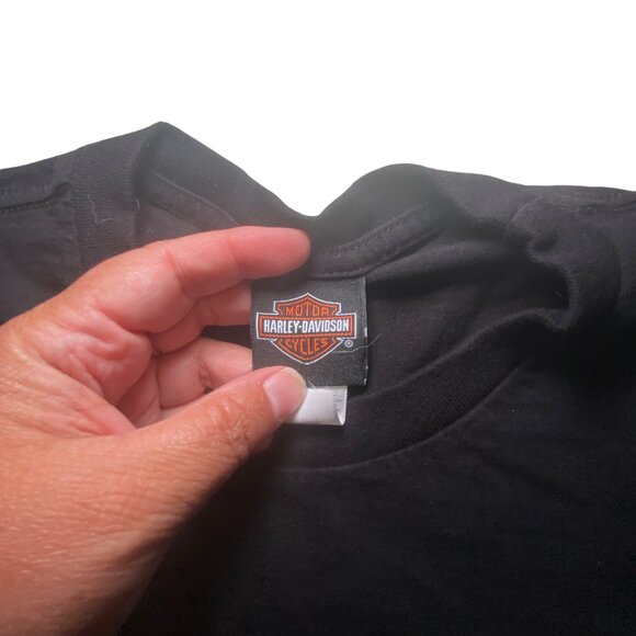 Harley-Davidson Large Black T-Shirt With American Flag Skull & Thunderbird Albuq - Picture 3 of 6